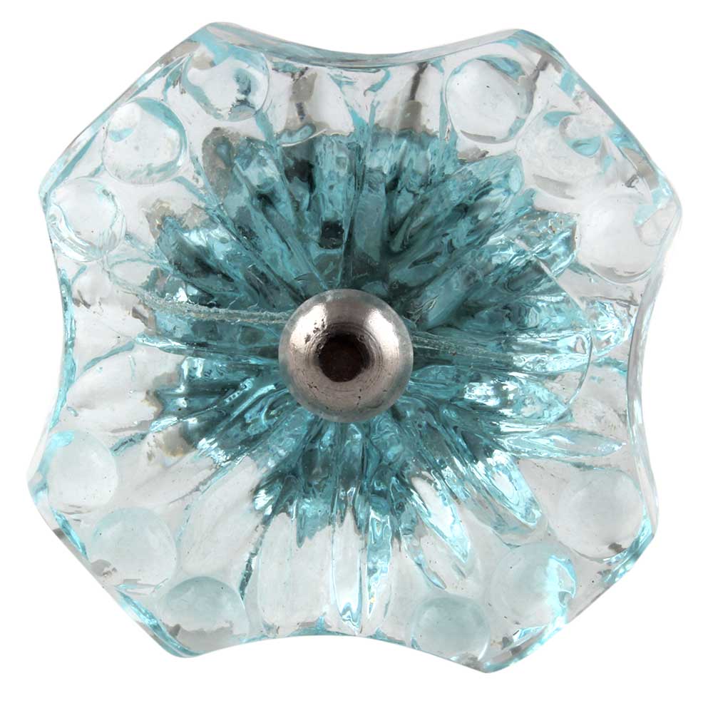 Turquoise Square Glass Flower Knobs